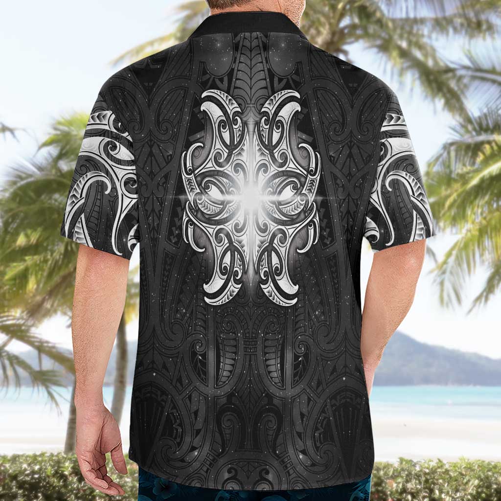 New Zealand Matariki Hawaiian Shirt Maori Moko Black Galaxy