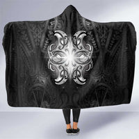 New Zealand Matariki Hooded Blanket Maori Moko Black Galaxy LT05 One Size Black - Polynesian Pride