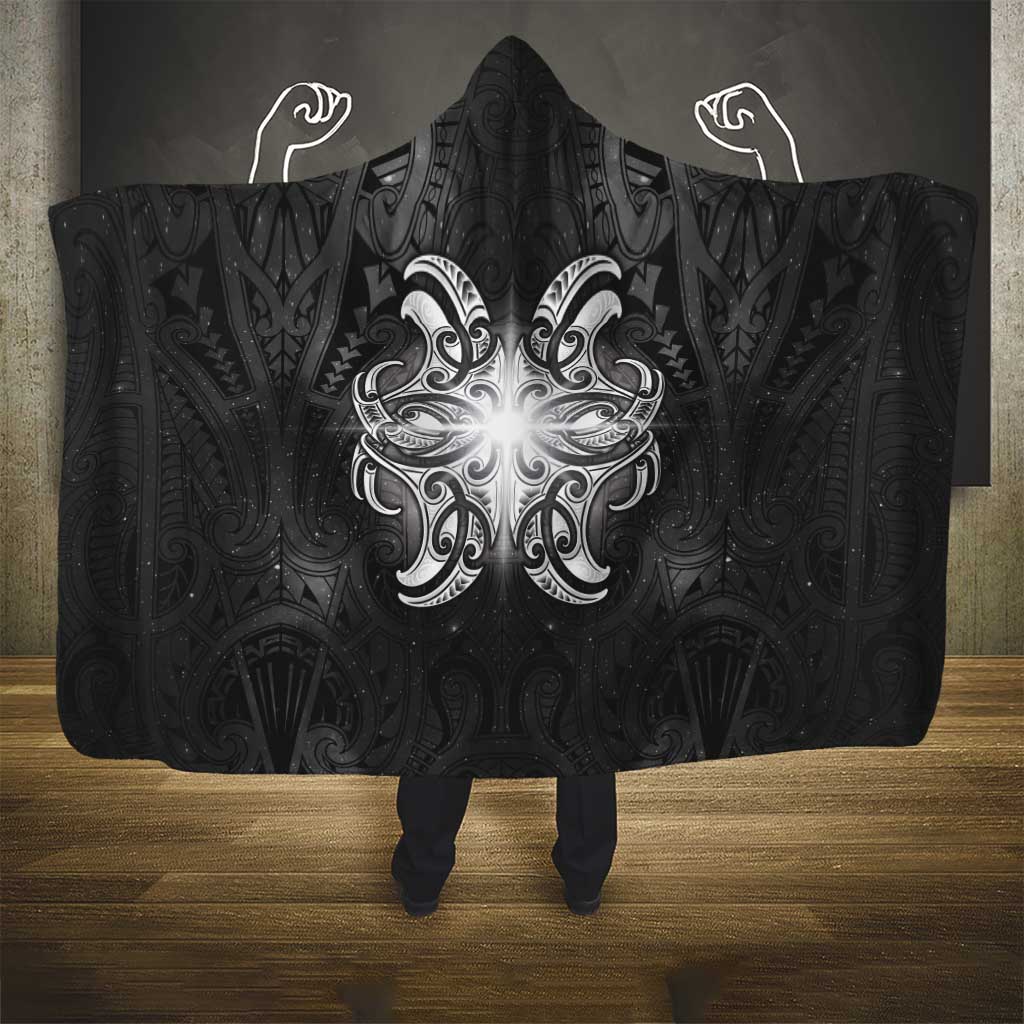 New Zealand Matariki Hooded Blanket Maori Moko Black Galaxy LT05 - Polynesian Pride