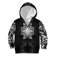 New Zealand Matariki Kid Hoodie Maori Moko Black Galaxy LT05 Zip Hoodie Black - Polynesian Pride