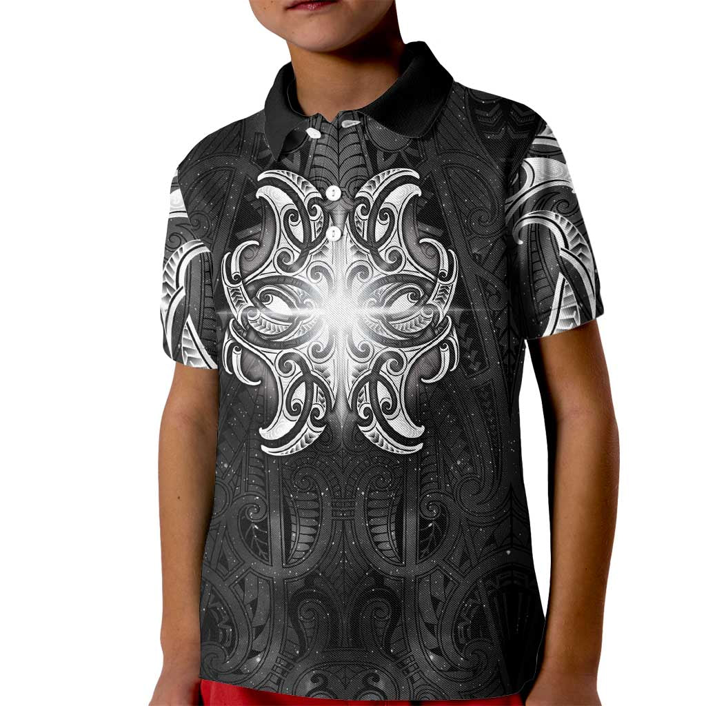 New Zealand Matariki Kid Polo Shirt Maori Moko Black Galaxy LT05 Kid Black - Polynesian Pride