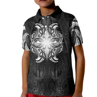 New Zealand Matariki Kid Polo Shirt Maori Moko Black Galaxy LT05 Kid Black - Polynesian Pride