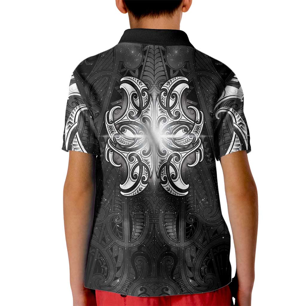 New Zealand Matariki Kid Polo Shirt Maori Moko Black Galaxy LT05 - Polynesian Pride