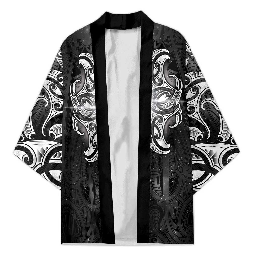 New Zealand Matariki Kimono Maori Moko Black Galaxy LT05 Unisex Black - Polynesian Pride