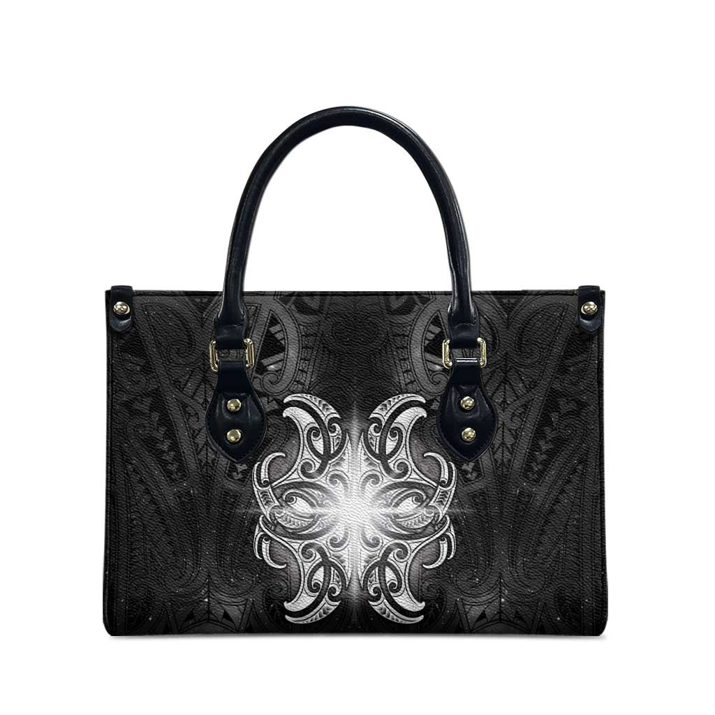 New Zealand Matariki Leather Bag Maori Moko Black Galaxy