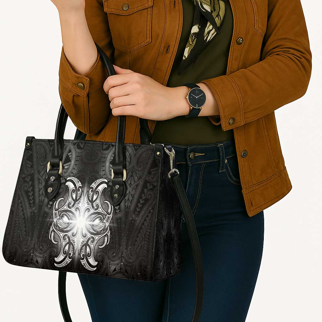 New Zealand Matariki Leather Bag Maori Moko Black Galaxy