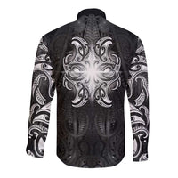 New Zealand Matariki Long Sleeve Button Shirt Maori Moko Black Galaxy LT05 - Polynesian Pride