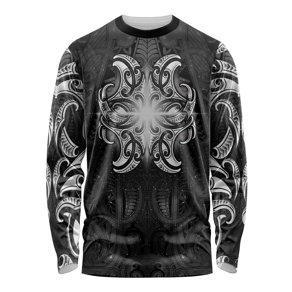New Zealand Matariki Long Sleeve Shirt Maori Moko Black Galaxy LT05 Unisex Black - Polynesian Pride