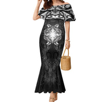 New Zealand Matariki Mermaid Dress Maori Moko Black Galaxy LT05 Women Black - Polynesian Pride