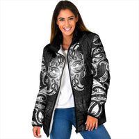 New Zealand Matariki Padded Jacket Maori Moko Black Galaxy LT05 Women Black - Polynesian Pride