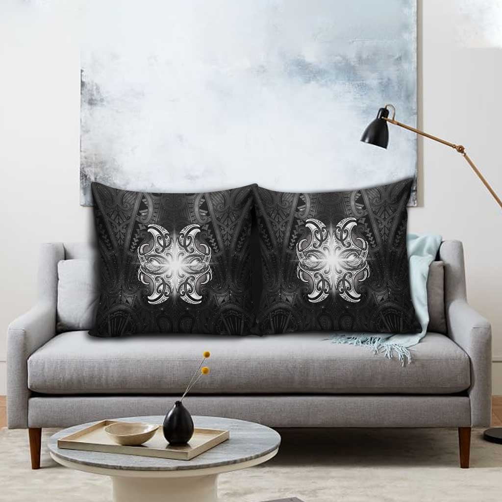 New Zealand Matariki Pillow Cover Maori Moko Black Galaxy