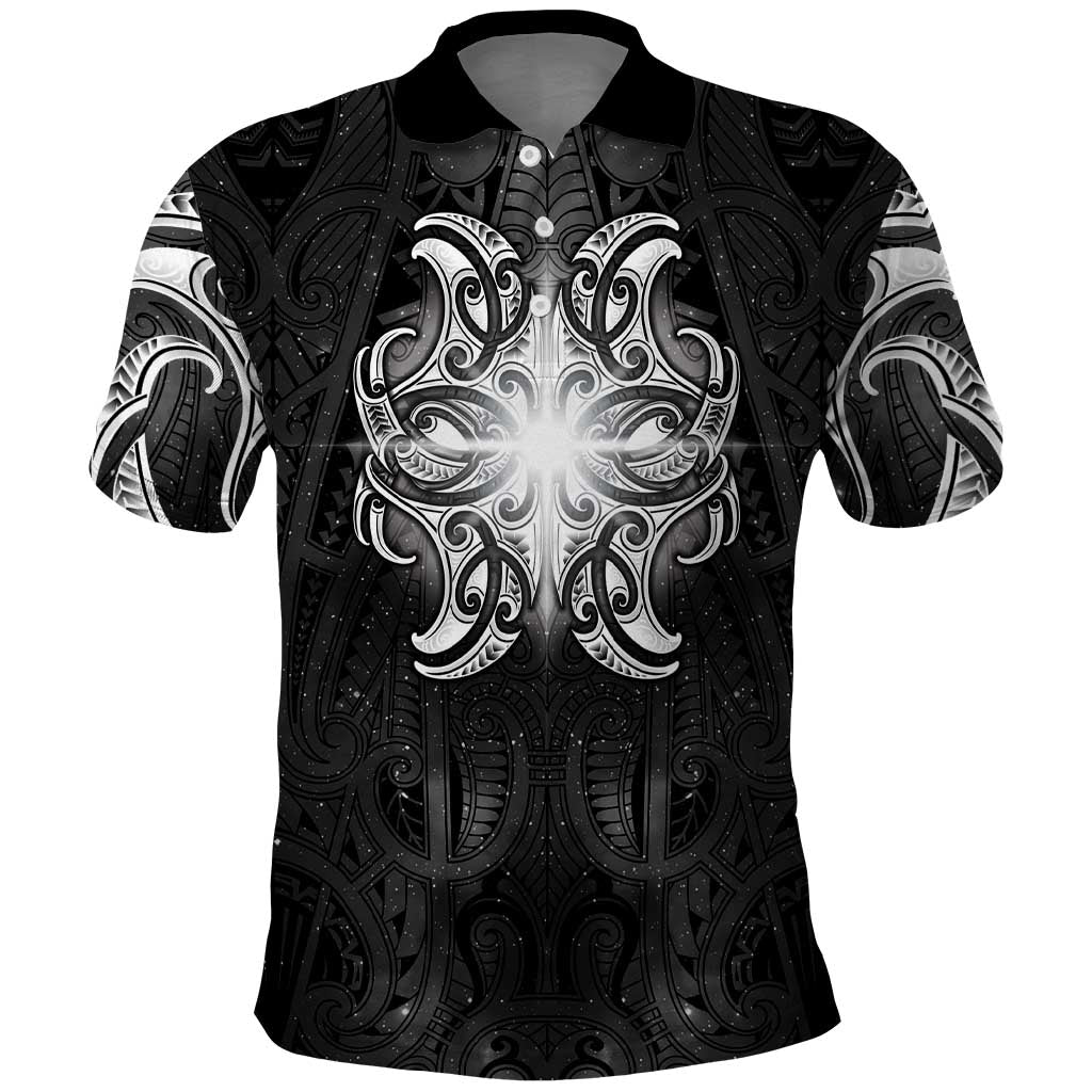 New Zealand Matariki Polo Shirt Maori Moko Black Galaxy LT05 Black - Polynesian Pride