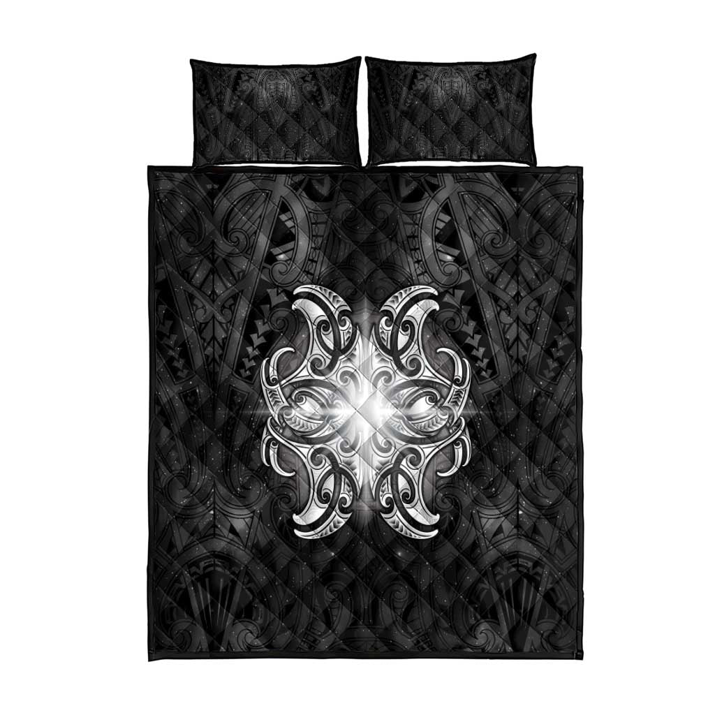 New Zealand Matariki Quilt Bed Set Maori Moko Black Galaxy LT05 - Polynesian Pride