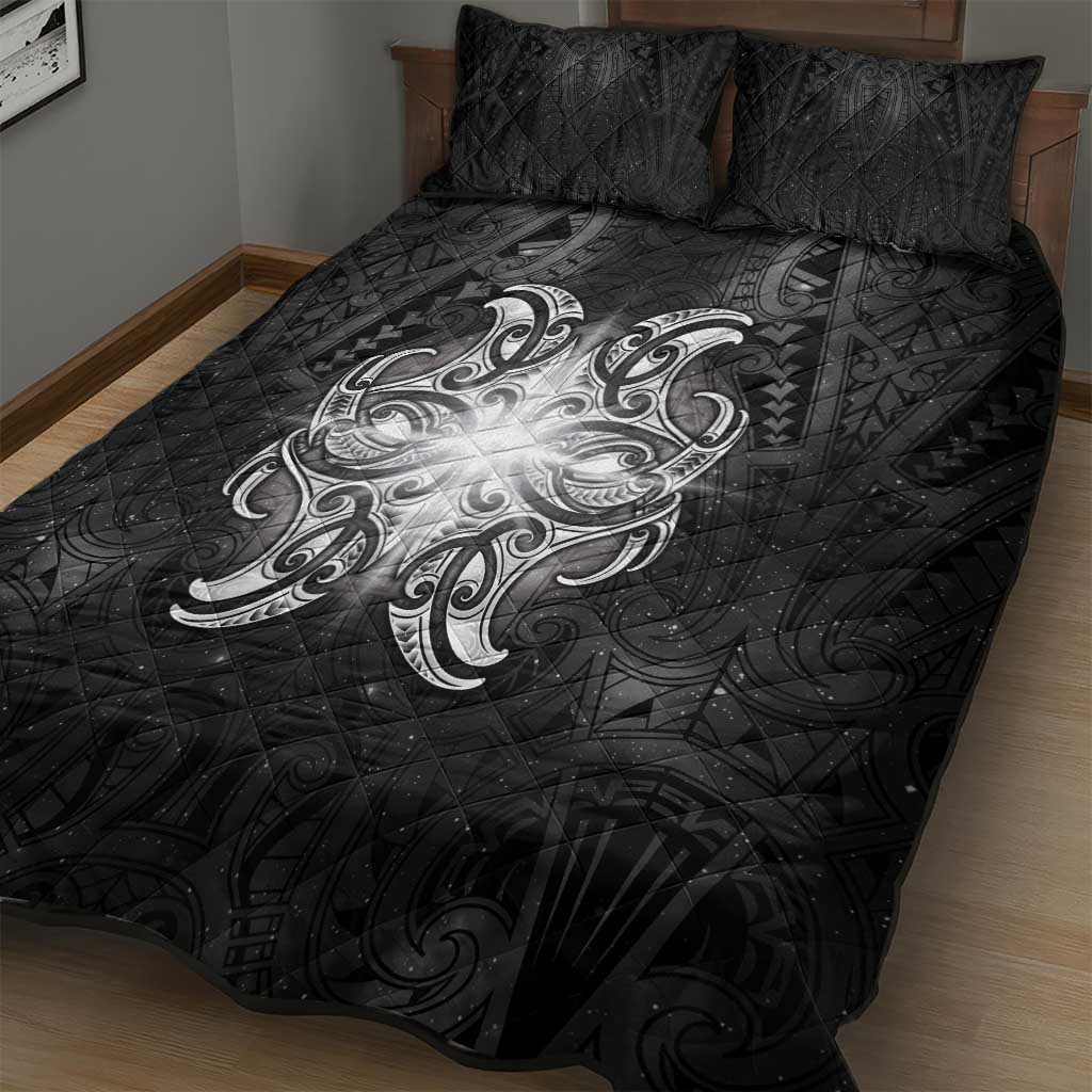 New Zealand Matariki Quilt Bed Set Maori Moko Black Galaxy LT05 - Polynesian Pride