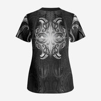 New Zealand Matariki Scrub Top Maori Moko Black Galaxy LT05 - Polynesian Pride