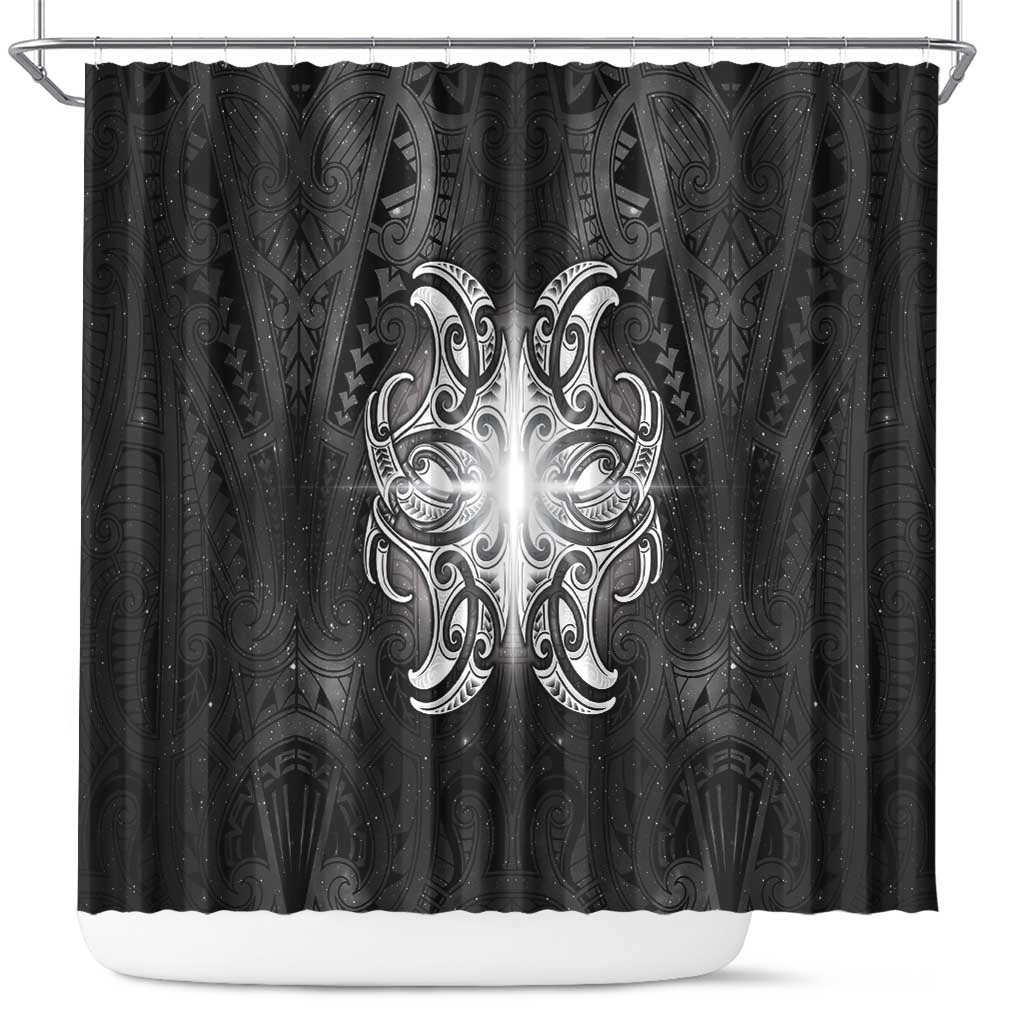 New Zealand Matariki Shower Curtain Maori Moko Black Galaxy LT05 Black - Polynesian Pride