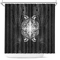 New Zealand Matariki Shower Curtain Maori Moko Black Galaxy LT05 Black - Polynesian Pride