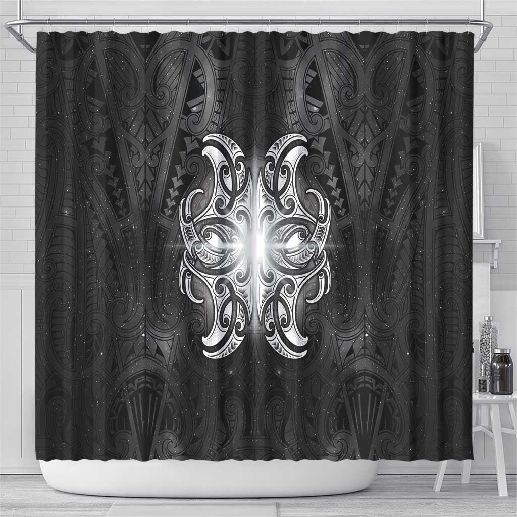 New Zealand Matariki Shower Curtain Maori Moko Black Galaxy LT05 - Polynesian Pride