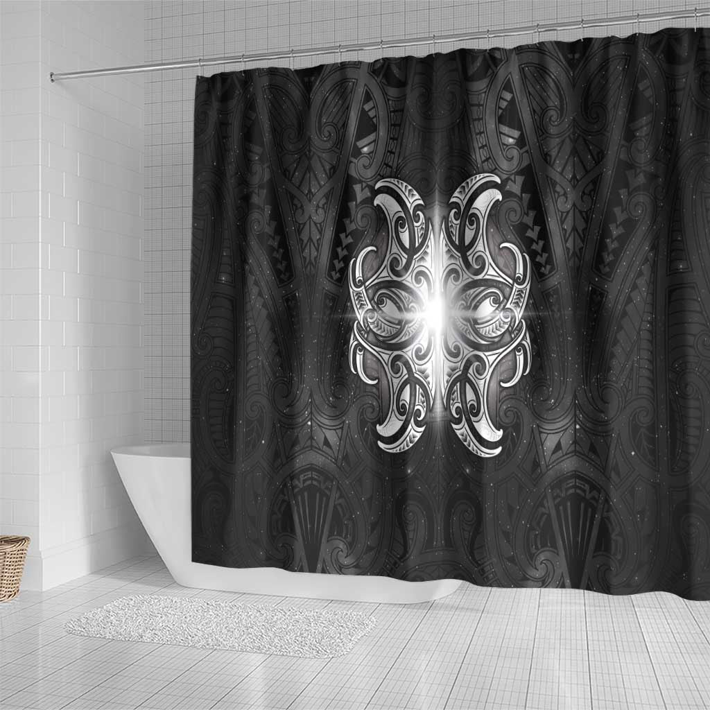 New Zealand Matariki Shower Curtain Maori Moko Black Galaxy LT05 - Polynesian Pride