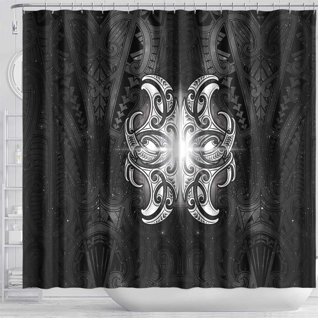 New Zealand Matariki Shower Curtain Maori Moko Black Galaxy LT05 - Polynesian Pride