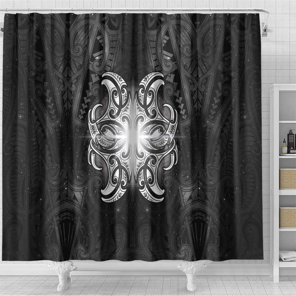 New Zealand Matariki Shower Curtain Maori Moko Black Galaxy LT05 - Polynesian Pride