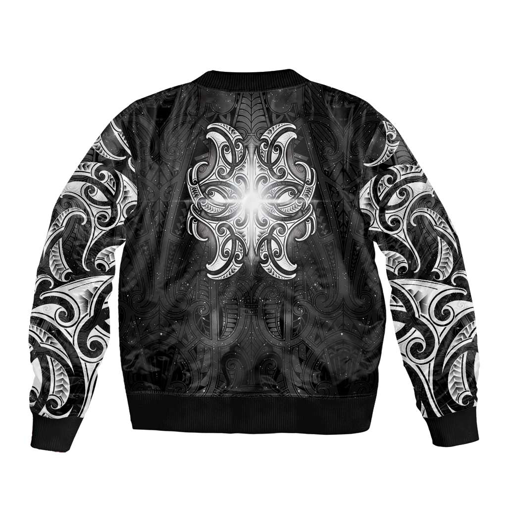New Zealand Matariki Sleeve Zip Bomber Jacket Maori Moko Black Galaxy LT05 - Polynesian Pride