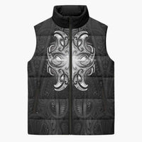 New Zealand Matariki Sleeveless Puffer Jacket Maori Moko Black Galaxy LT05 Unisex Black - Polynesian Pride