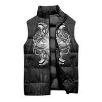 New Zealand Matariki Sleeveless Puffer Jacket Maori Moko Black Galaxy LT05 - Polynesian Pride