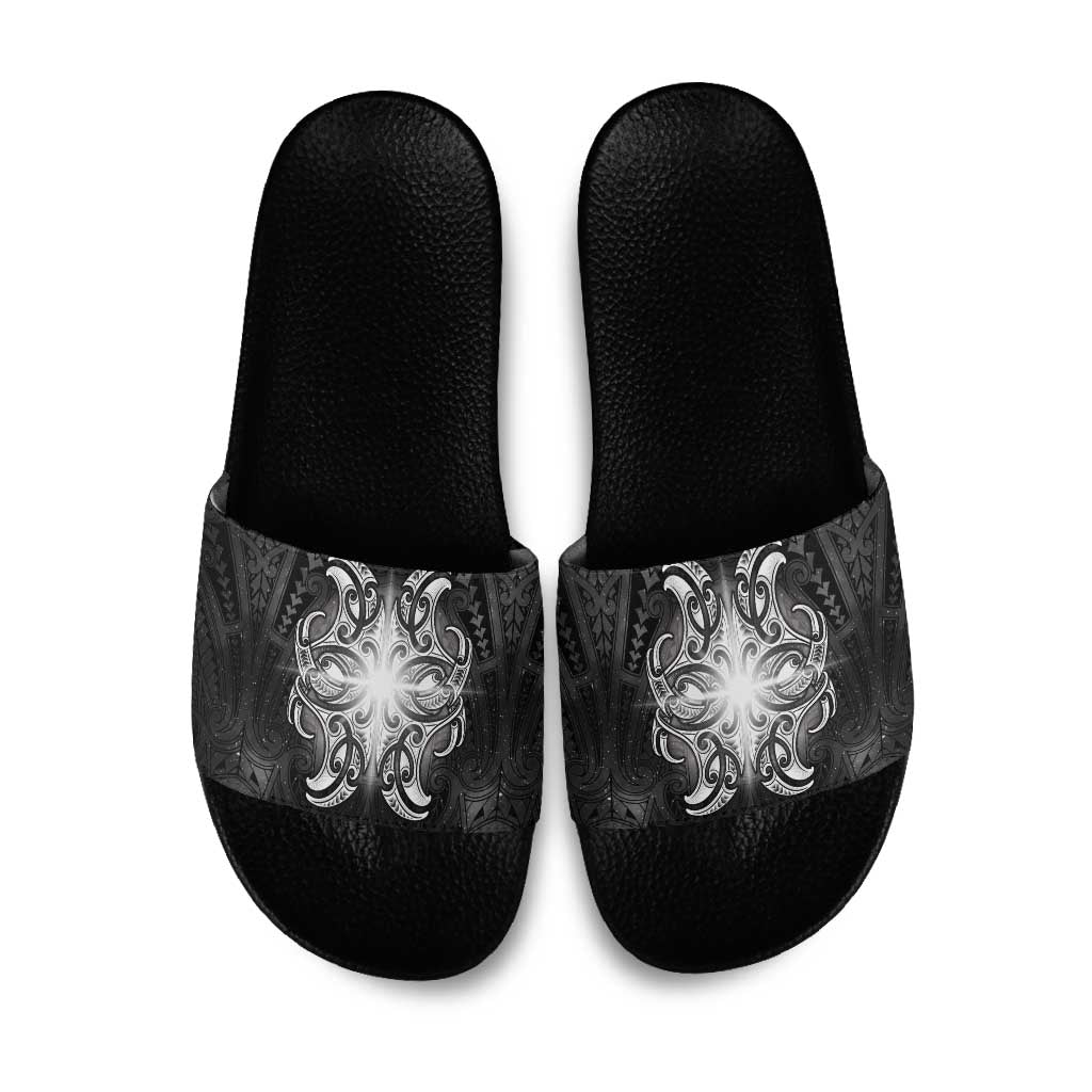 New Zealand Matariki Slide Sandals Maori Moko Black Galaxy LT05 Black - Polynesian Pride