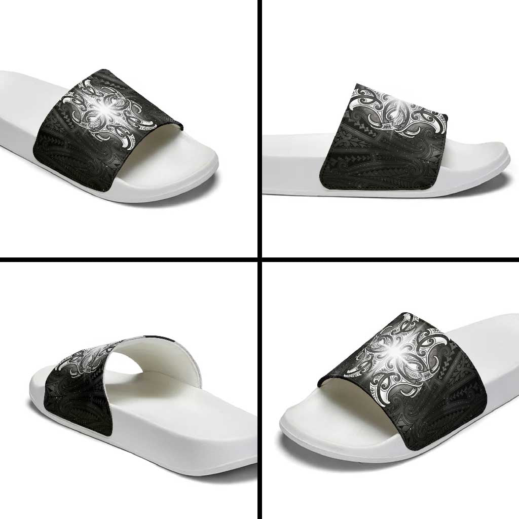 New Zealand Matariki Slide Sandals Maori Moko Black Galaxy LT05 - Polynesian Pride