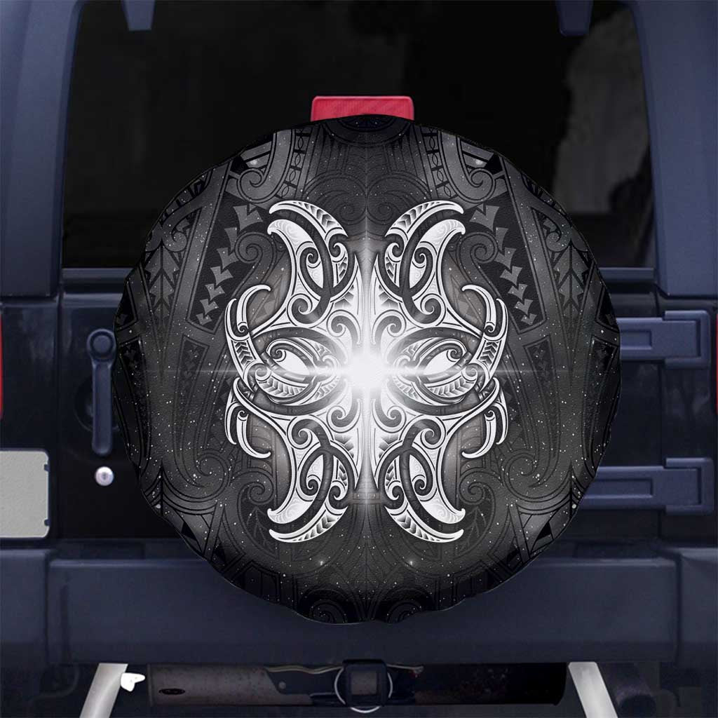 New Zealand Matariki Spare Tire Cover Maori Moko Black Galaxy LT05 No hole Black - Polynesian Pride