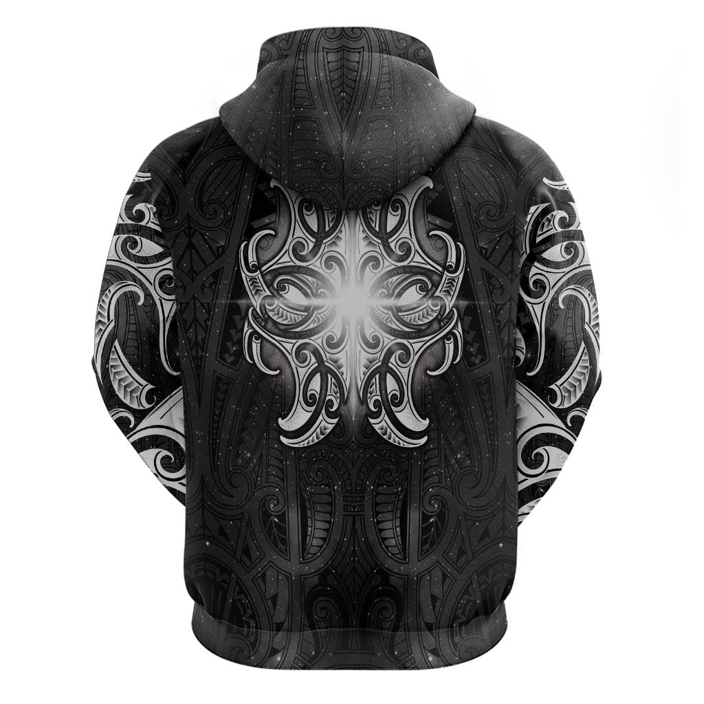 New Zealand Matariki Zip Hoodie Maori Moko Black Galaxy LT05 - Polynesian Pride