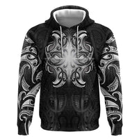 New Zealand Matariki Zip Hoodie Maori Moko Black Galaxy LT05 Pullover Hoodie Black - Polynesian Pride