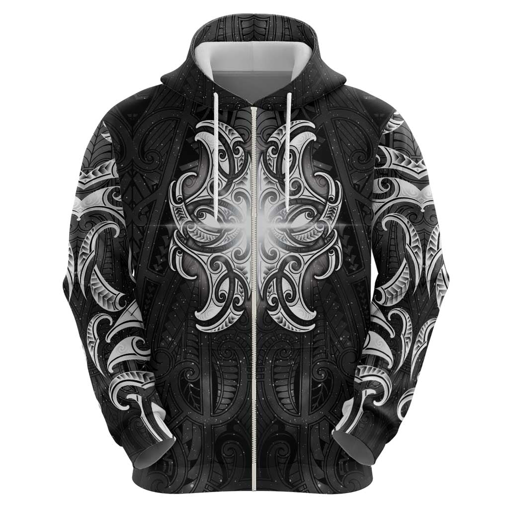 New Zealand Matariki Zip Hoodie Maori Moko Black Galaxy LT05 - Polynesian Pride