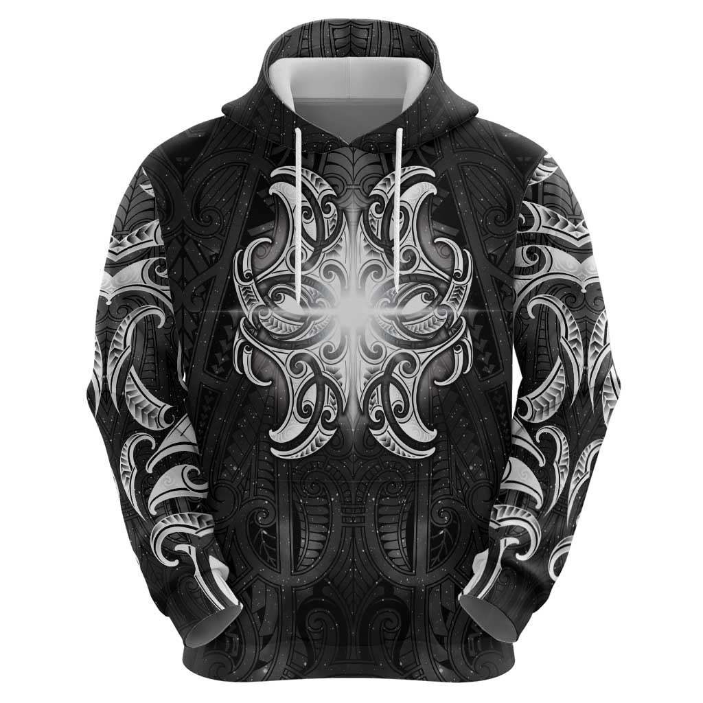 New Zealand Matariki Zip Hoodie Maori Moko Black Galaxy LT05 - Polynesian Pride