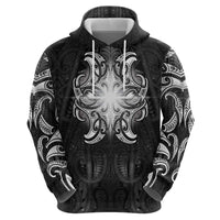 New Zealand Matariki Zip Hoodie Maori Moko Black Galaxy LT05 - Polynesian Pride