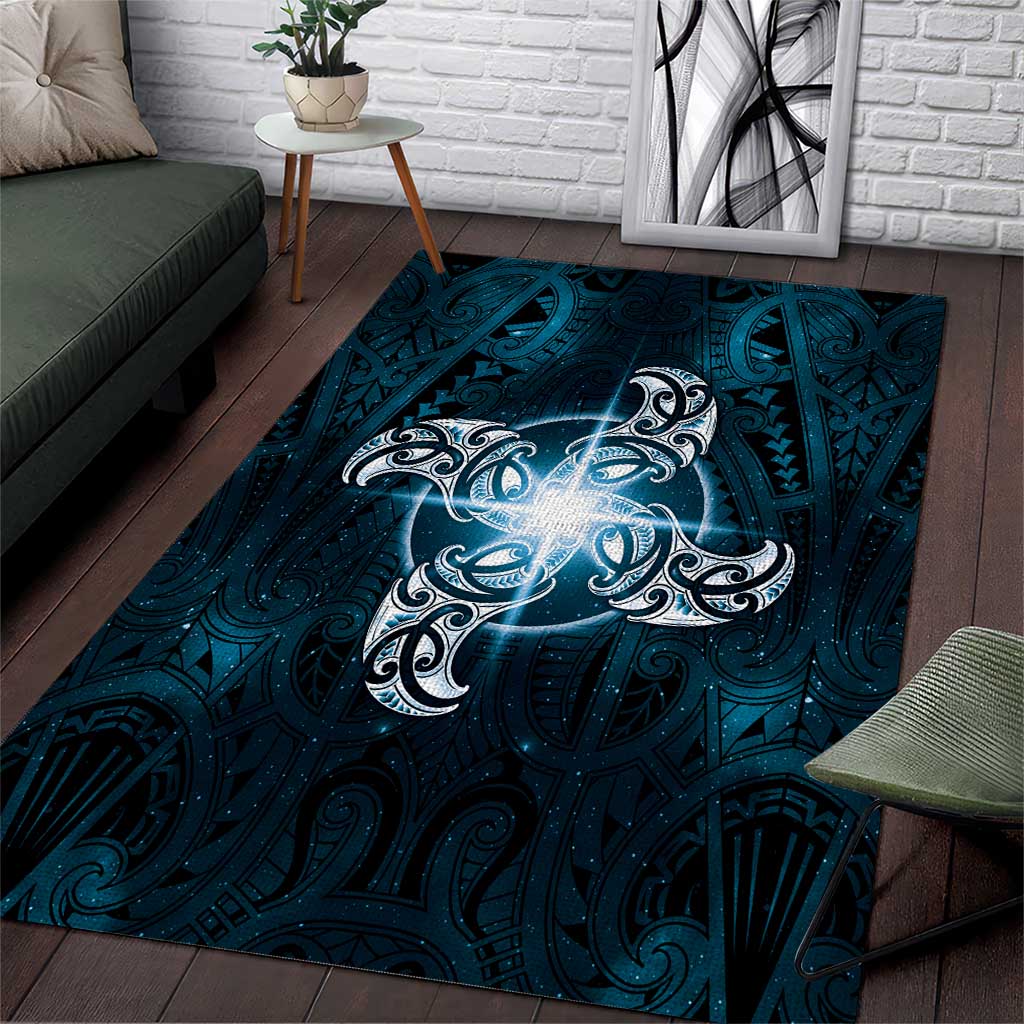 New Zealand Matariki Waita Area Rug Maori Moko Dark Blue Galaxy LT05 Blue - Polynesian Pride