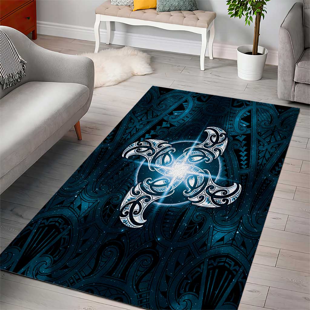 New Zealand Matariki Waita Area Rug Maori Moko Dark Blue Galaxy LT05 - Polynesian Pride