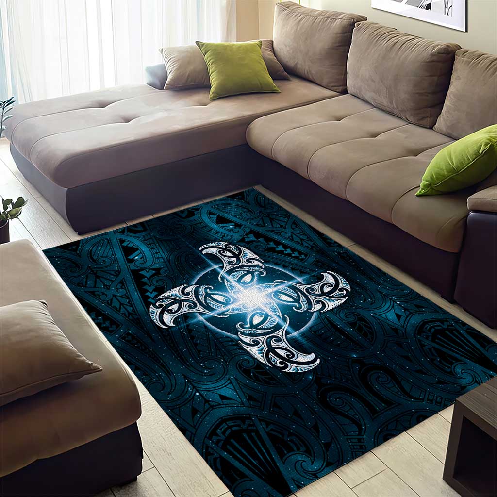 New Zealand Matariki Waita Area Rug Maori Moko Dark Blue Galaxy LT05 - Polynesian Pride