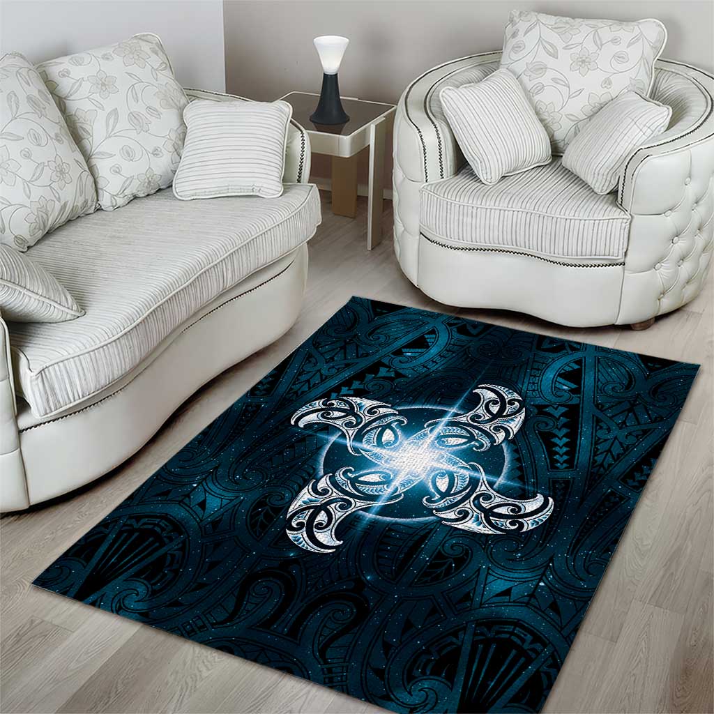 New Zealand Matariki Waita Area Rug Maori Moko Dark Blue Galaxy LT05 - Polynesian Pride