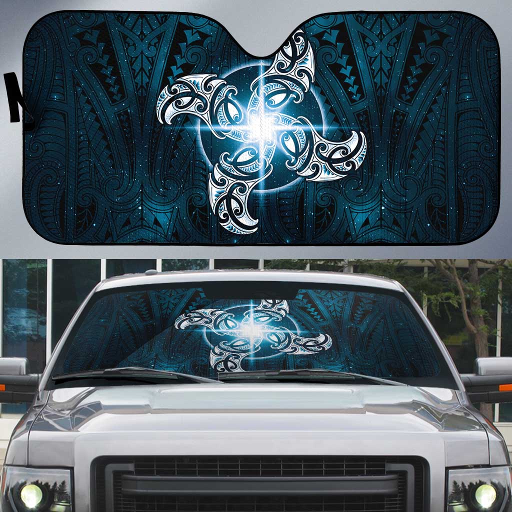New Zealand Matariki Waita Auto Sun Shade Maori Moko Dark Blue Galaxy