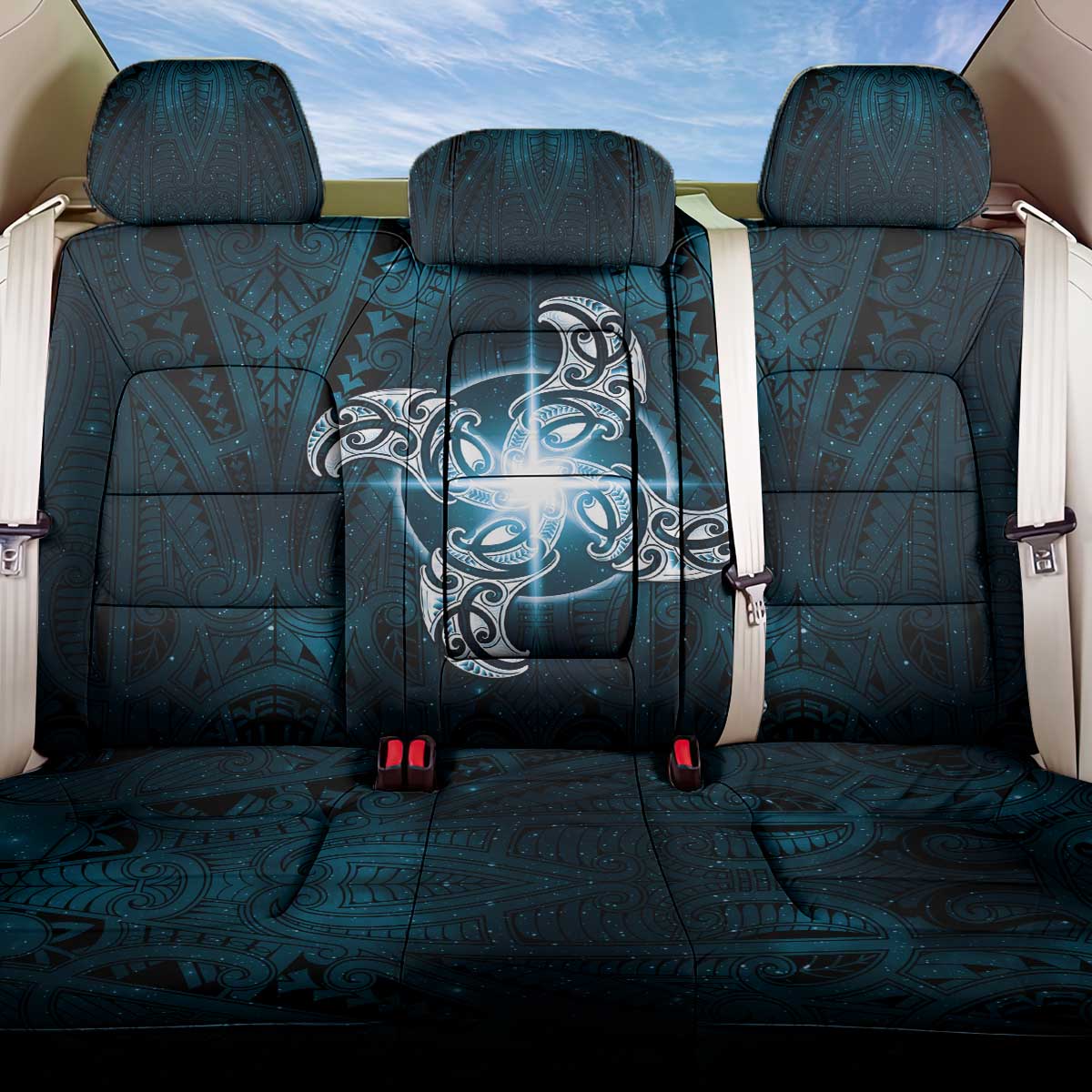 New Zealand Matariki Waita Back Car Seat Cover Maori Moko Dark Blue Galaxy LT05 One Size Blue - Polynesian Pride