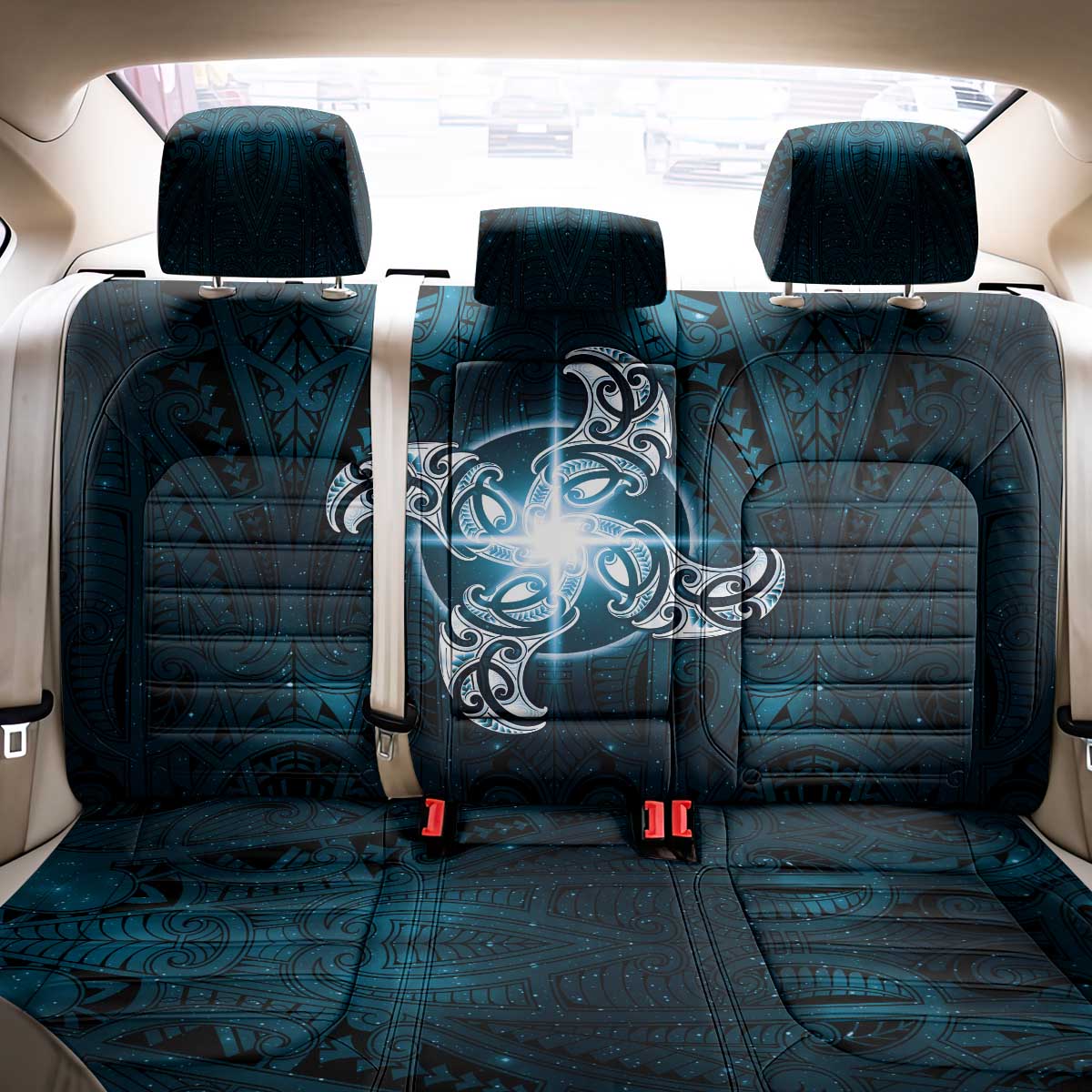 New Zealand Matariki Waita Back Car Seat Cover Maori Moko Dark Blue Galaxy LT05 - Polynesian Pride