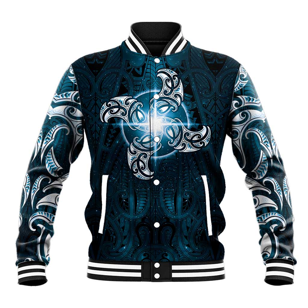 New Zealand Matariki Waita Baseball Jacket Maori Moko Dark Blue Galaxy LT05 Unisex Blue - Polynesian Pride