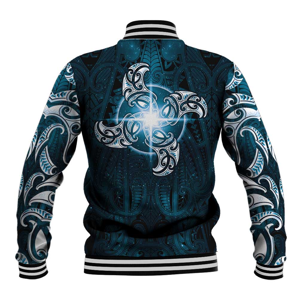 New Zealand Matariki Waita Baseball Jacket Maori Moko Dark Blue Galaxy LT05 - Polynesian Pride