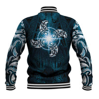 New Zealand Matariki Waita Baseball Jacket Maori Moko Dark Blue Galaxy LT05 - Polynesian Pride