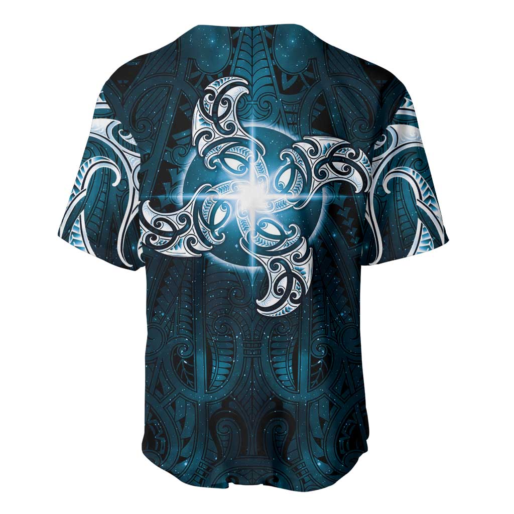 New Zealand Matariki Waita Baseball Jersey Maori Moko Dark Blue Galaxy LT05 - Polynesian Pride