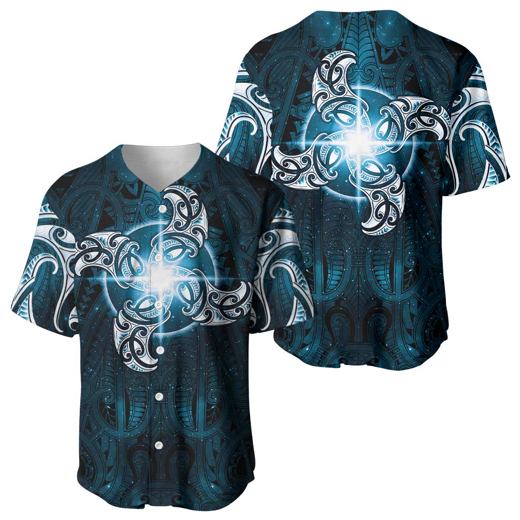 New Zealand Matariki Waita Baseball Jersey Maori Moko Dark Blue Galaxy LT05 - Polynesian Pride