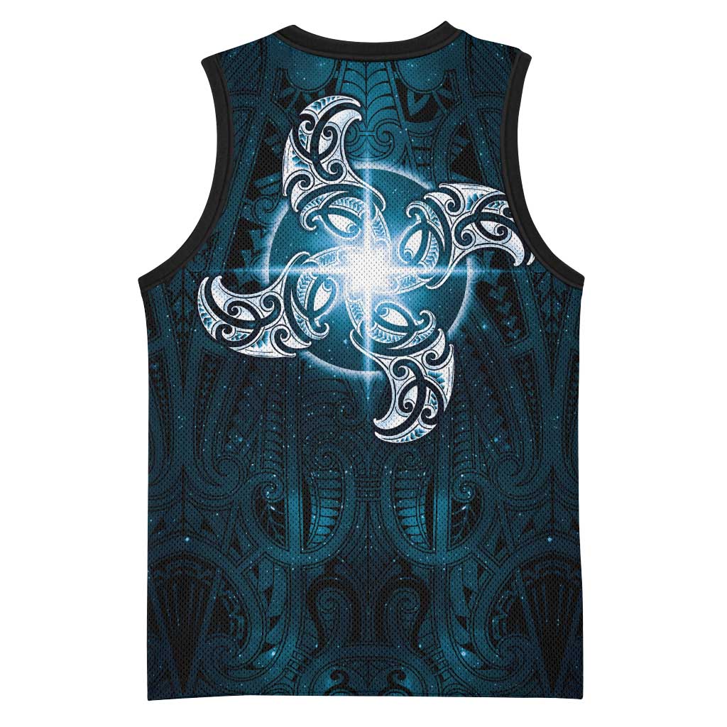 New Zealand Matariki Waita Basketball Jersey Maori Moko Dark Blue Galaxy