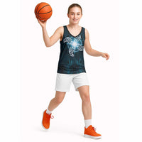 New Zealand Matariki Waita Basketball Jersey Maori Moko Dark Blue Galaxy